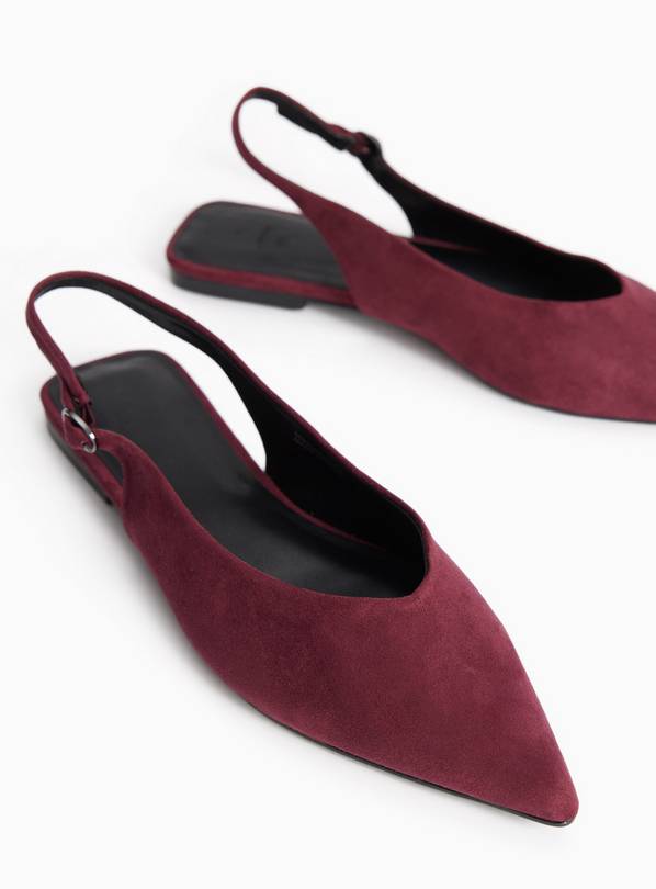 Dark Red Faux Suede Slingback Sandals 7